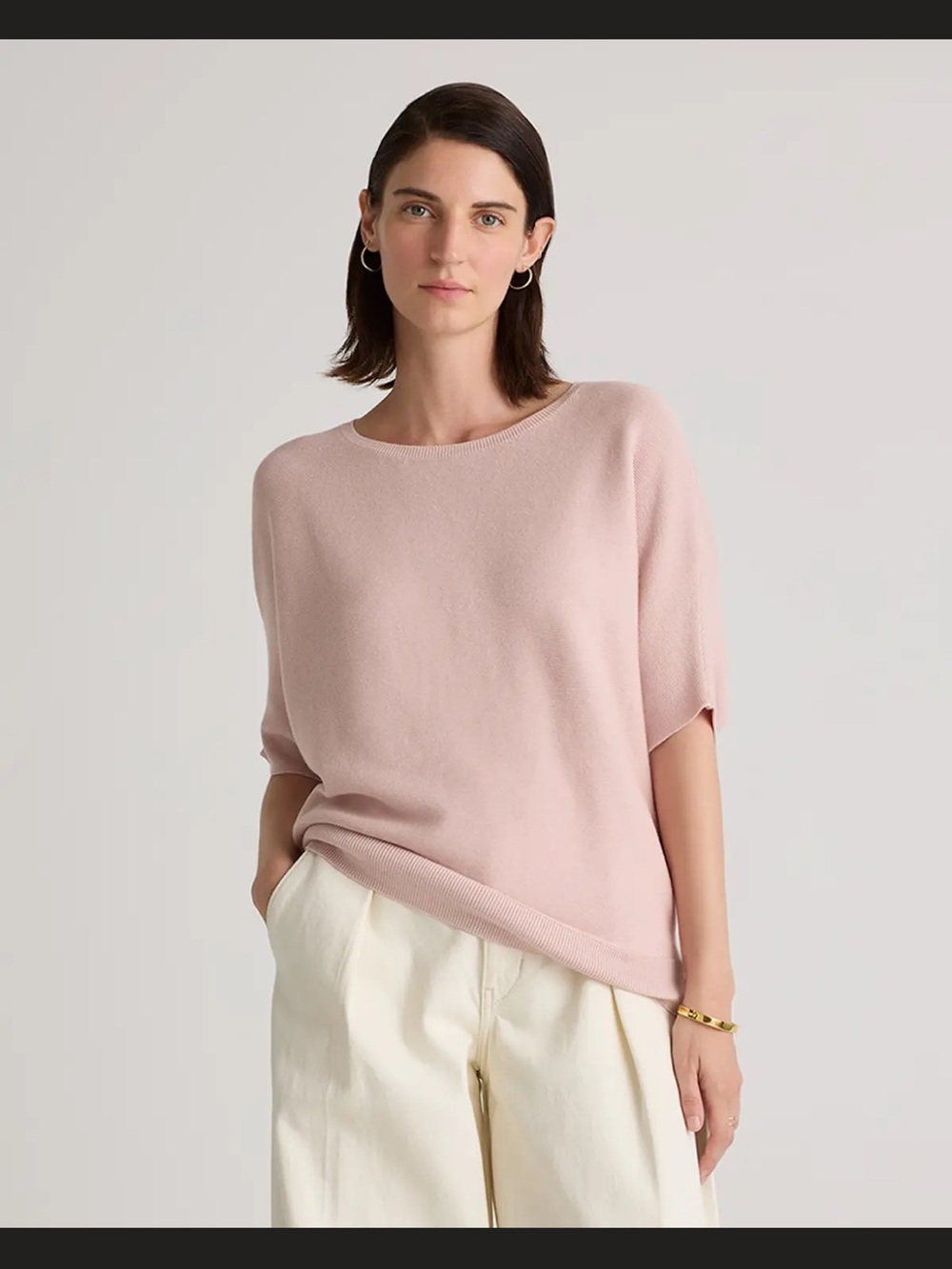 Quince Cotton Cashmere Link Stitch Dolman Sweater
